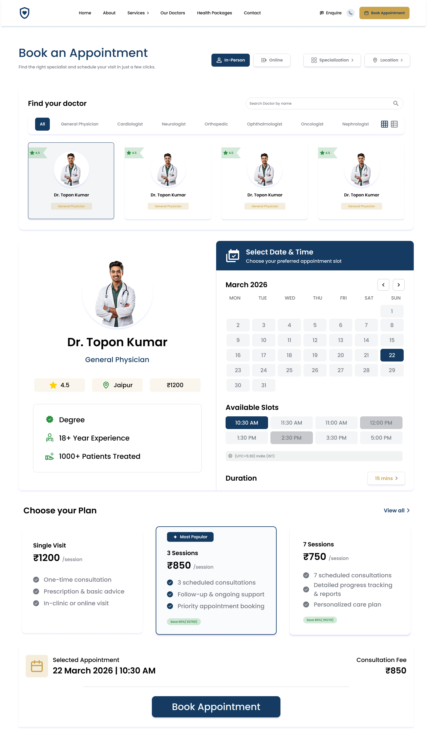 Online Booking — Dashboard